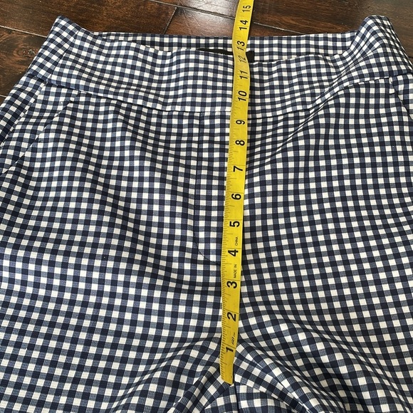 Zara Woman navy white gingham pants High rise Ankle Stretch Size 6 Casual Preppy - Picture 6 of 12